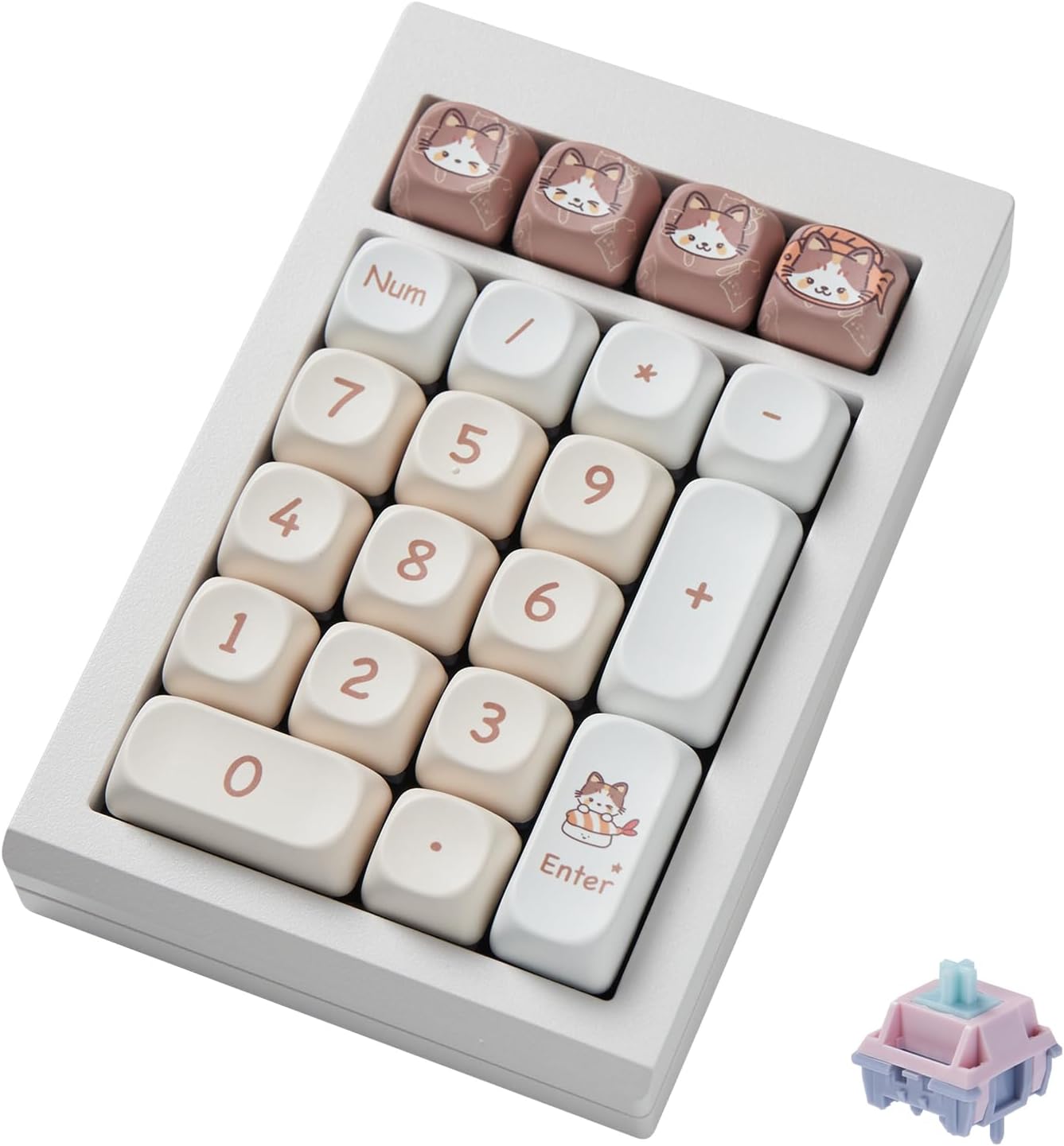 Bluetooth Number Pad, Mechanical Numpad, VIA Programmable Aluminum Numeric Keypad, Hot-Swappable Wireless Keypad with Fairy Linear Switch MOA Profile 21 Key for Laptop,PC, Mobile Phone, Tablet