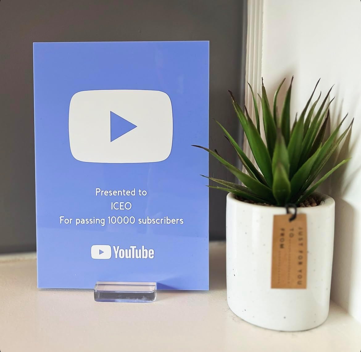 YouTube Subscriber Play Button Award - Bubblegum Blue