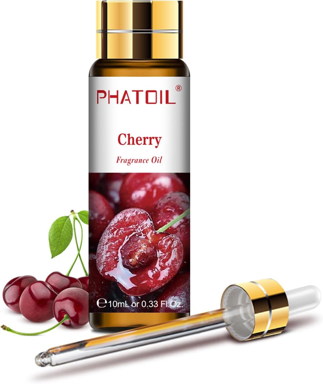 PHATOIL - Cherry Fragrance Oil for Diffuser for Home, Aromatherapy, Soap Making, Candle Making, Burner Oil - 10ml
