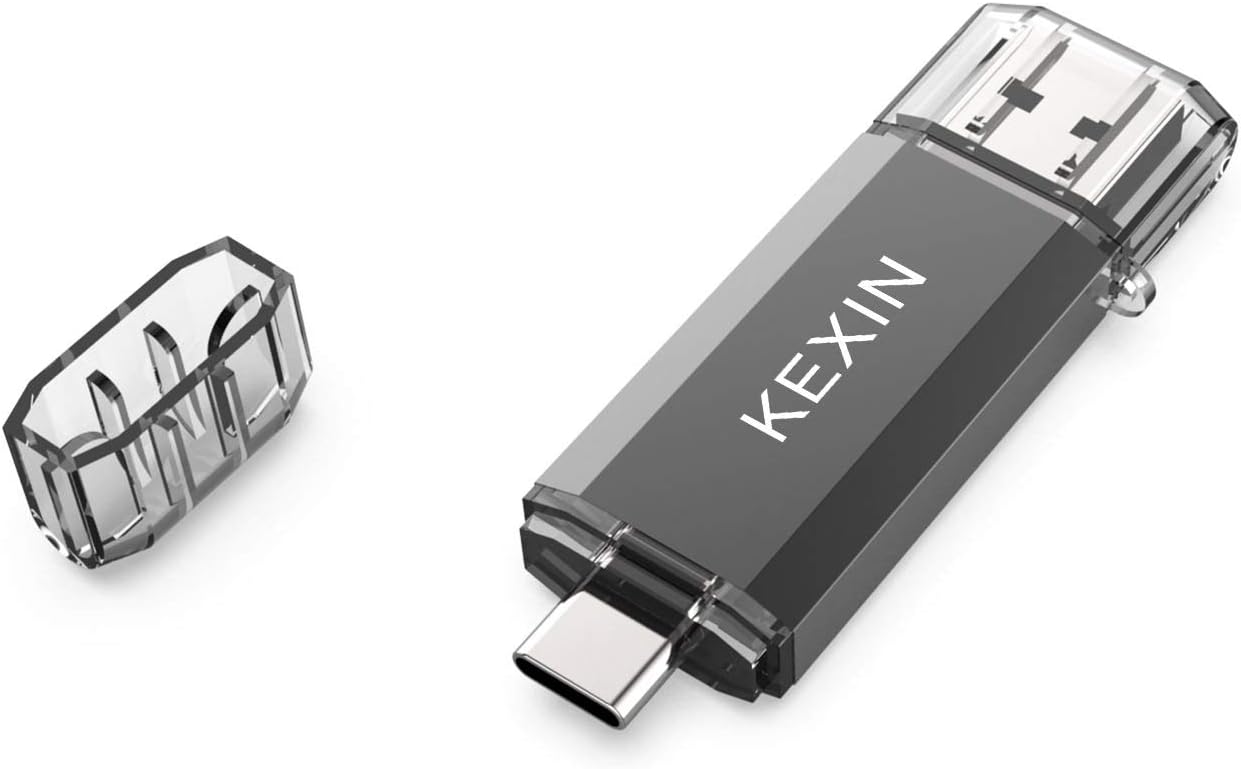 KEXIN USB C Flash Drive 128GB USB 3.0 Dual OTG USB C Memory Stick USB Stick Type C Thumb Drive Pen Drive for PC Tablet Laptop TV Car Smartphones (Huawei Honor Samsung Xiaomi) Black