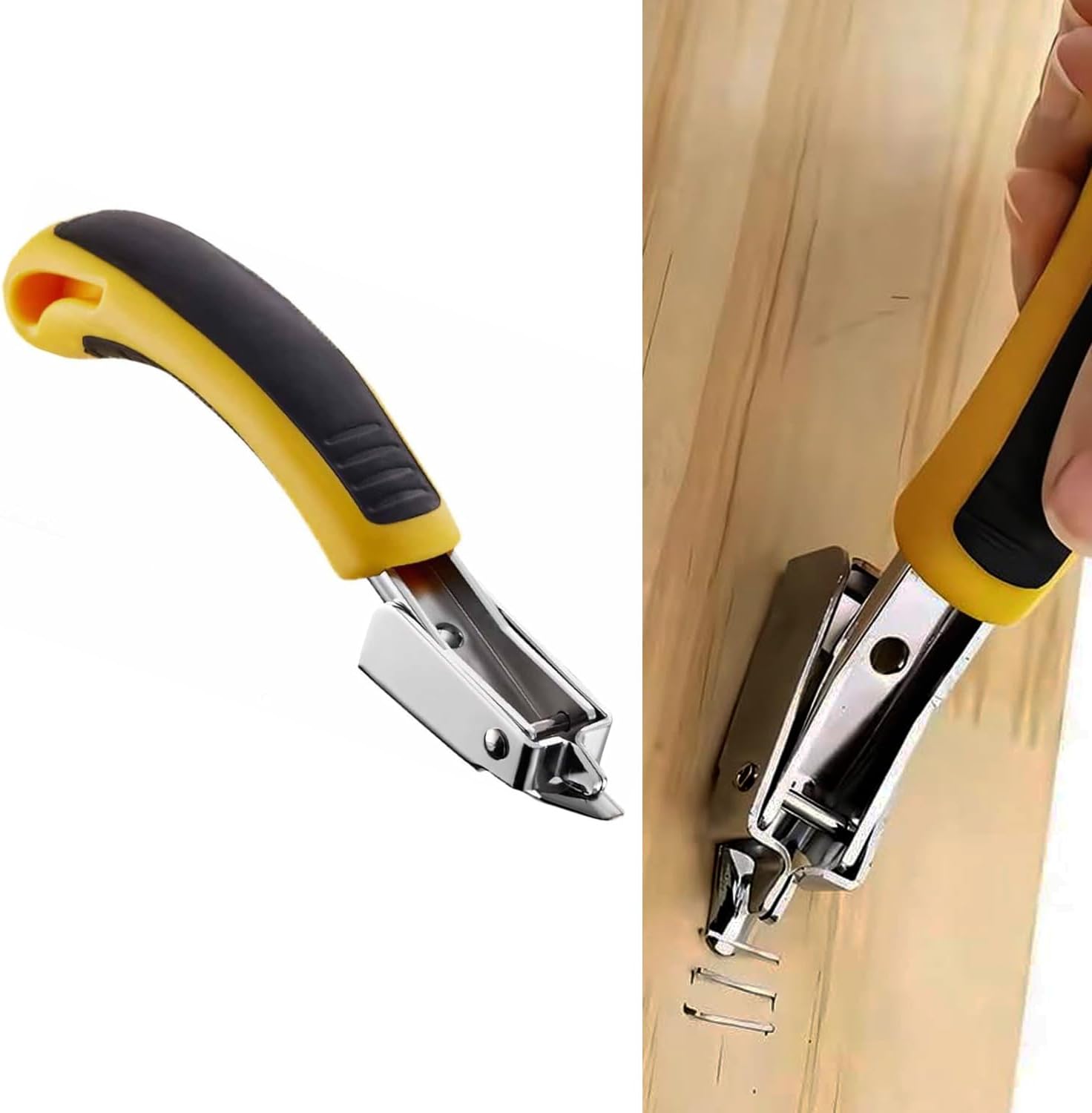 1 PCS Staple Removers Heavy Duty Staple Remover Tool Strength Staple Puller Removing for Furniture Floor Wooden Case Carton Photo Frame Carpet Staple (Yellowish Black)