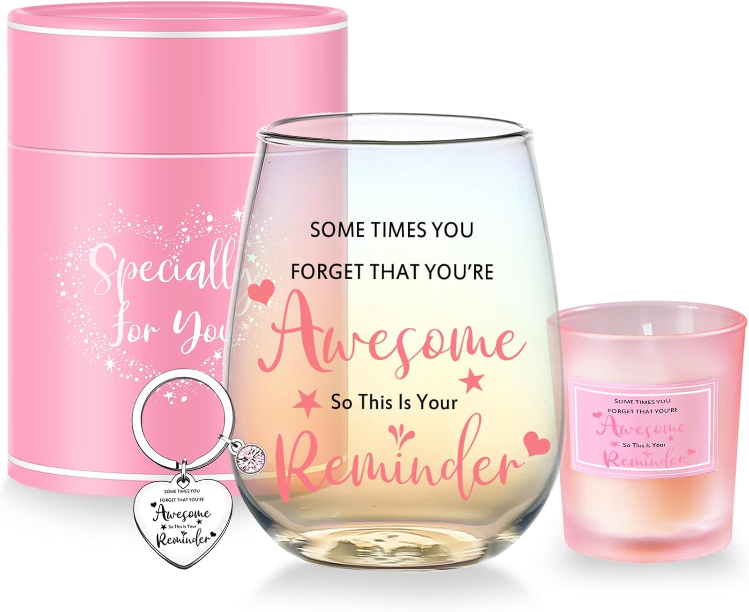 Yalucky Thank You Gifts for Women Stemless Wine Glasses Presents for Personalised Best Friend Birthday Gifts for Women Leaving Present for Colleagues Mothers Day Gift for Mum Valentines Gift for Her