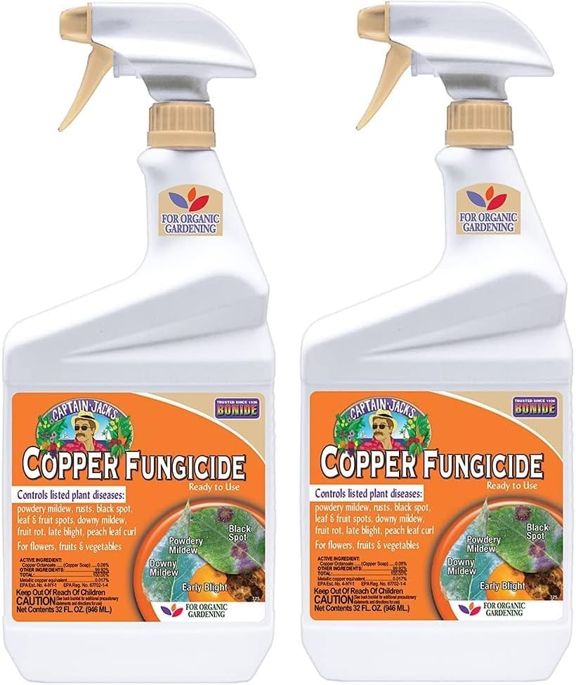 Bonide Captain Jack's Copper Fungicide, 32 oz Ready-to-Use Spray for Organic Gardening, Controls Common Diseases (Pack of 2)