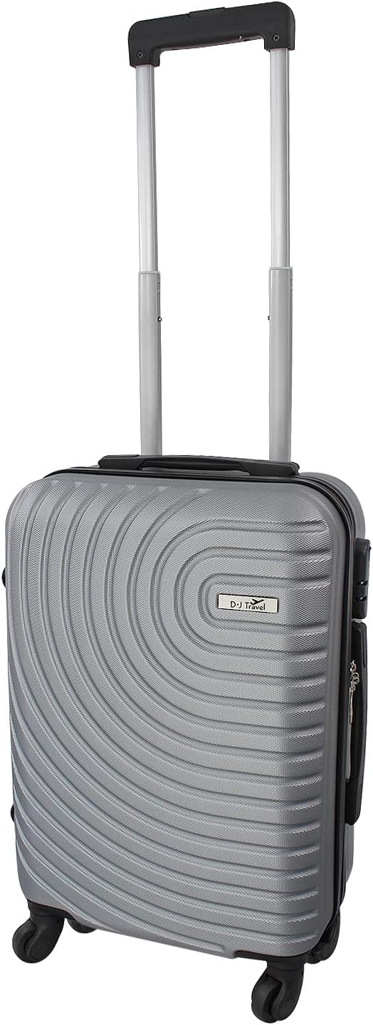 Daniel James Cabin Suitcase - 18” or 20” Lightweight Carry On Hand Luggage with 4 Spinner Wheels - Airline Approved Hard Shell ABS Trolley Case Bag with Combination Lock (Silver, 18-INCH)