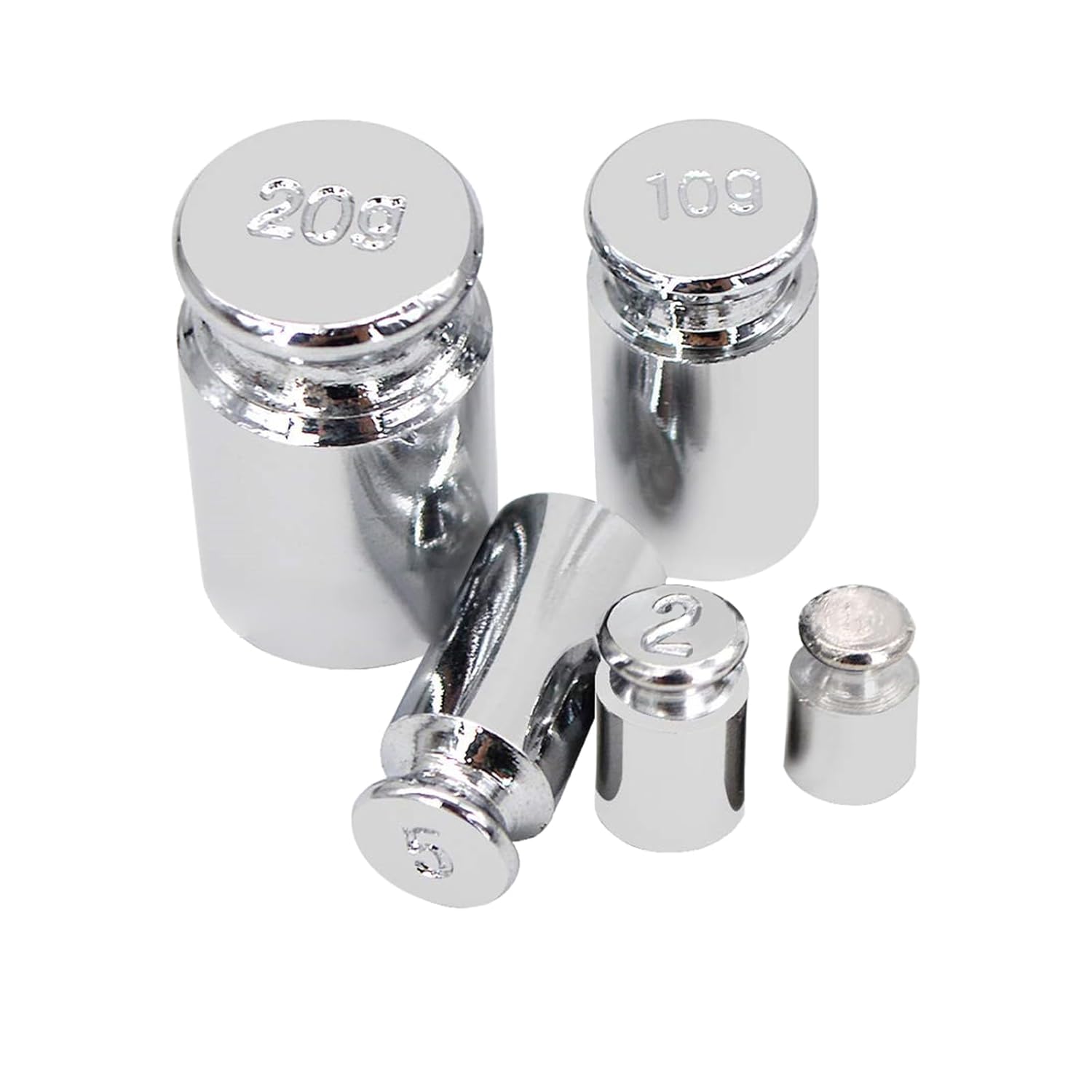 Calibration Weight Set, Gram Scale Weight Set, 1g 2g 5g 10g 20g Measurement Weight, Stainless Steel Digital Balance Weights Set for Digital Balances, Crafts, Kitchen, Science Lab Scales, 5 PCS