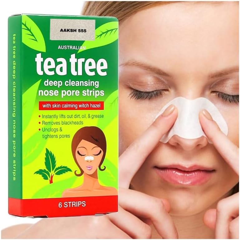 6- STRIPS Australian Tea Tree Deep Cleansing NOSE PORE STRIPS, Blackhead Remover Clear and Unclogged Pores[ Blackhead Remover Deep Cleansing FOR NOSE ]