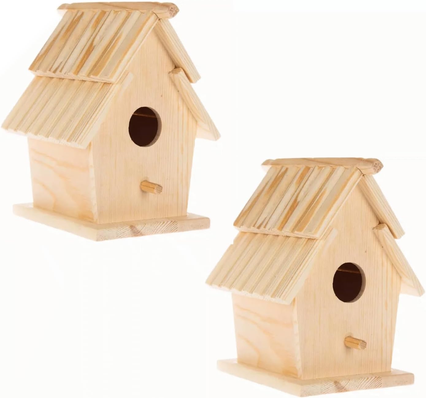 Woodpile Fun! Slat Roof Unfinished Wood Birdhouse