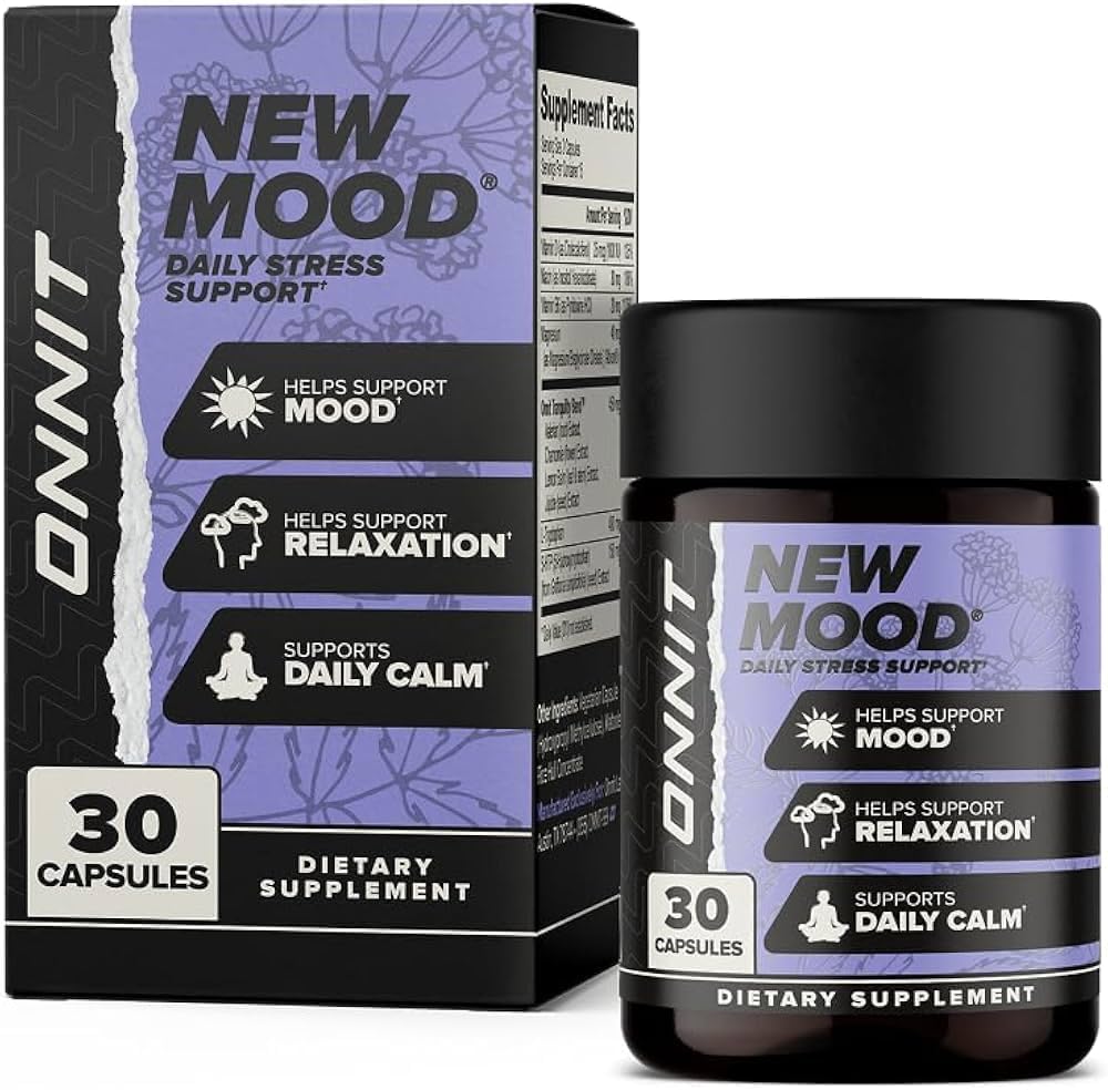 ONNIT New Mood Stress & Sleep Support Supplement with 5-HTP, 30 Count