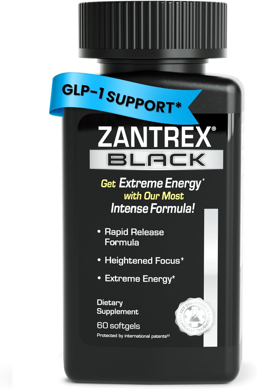 Zantrex Black – Naturally Boost GLP-1 & Metabolism Support | Thermogenic Energy, Weight Management Formula | 60 Pills