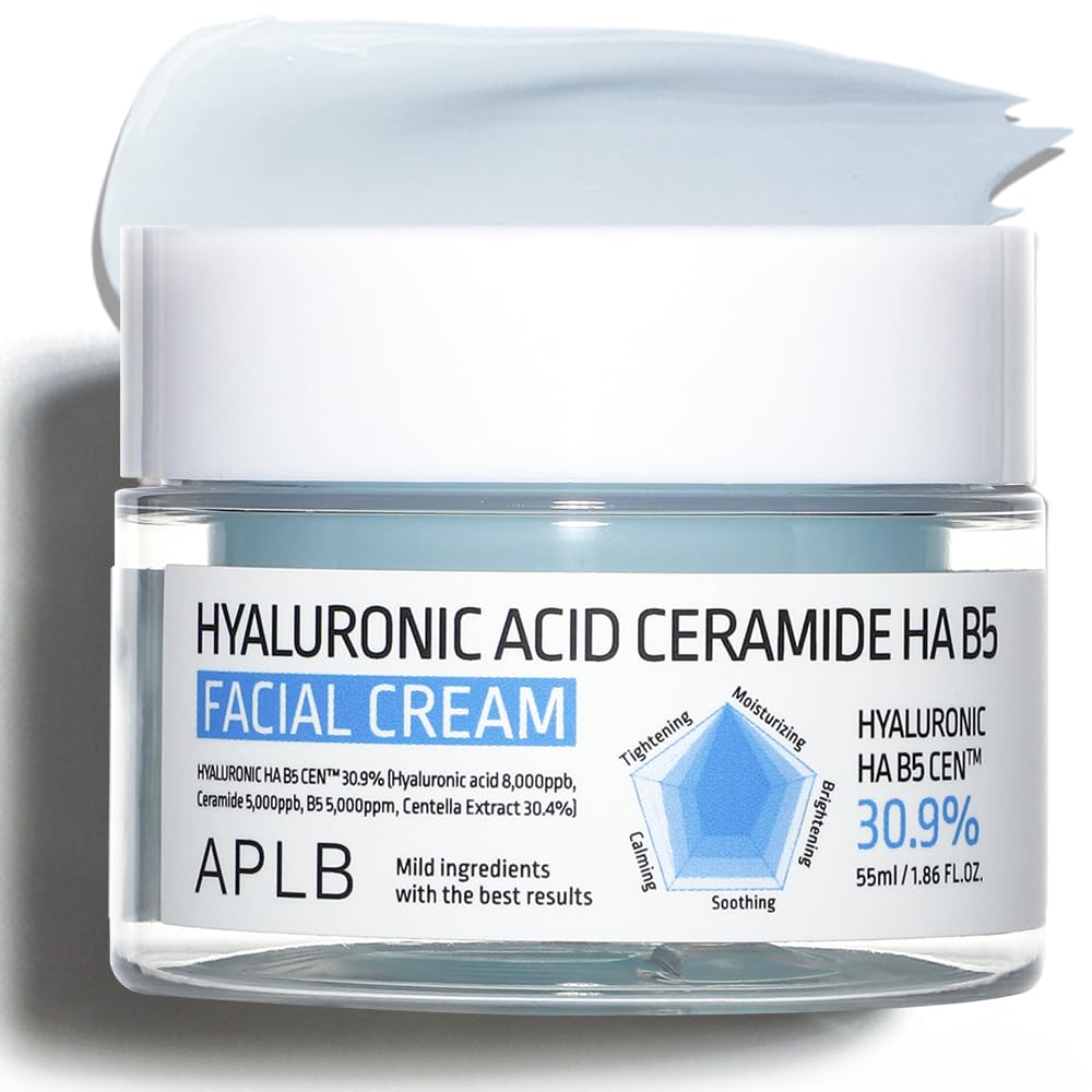 APLB Hyaluronic Acid Ceramide HA B5 Facial Cream | HYALURONIC HA B5 CEN™ 30.9% 1.86 FL.OZ/Korean Skincare, Deep hydration, Revitalize for gentle and improve skin texture
