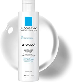 La Roche-Posay Effaclar Clarifying Solution Acne Toner with Salicylic Acid and Glycolic Acid, Pore Refining Oily Skin Toner, Gentle Exfoliant to Unclog Pores and Remove Dead Skin Cells