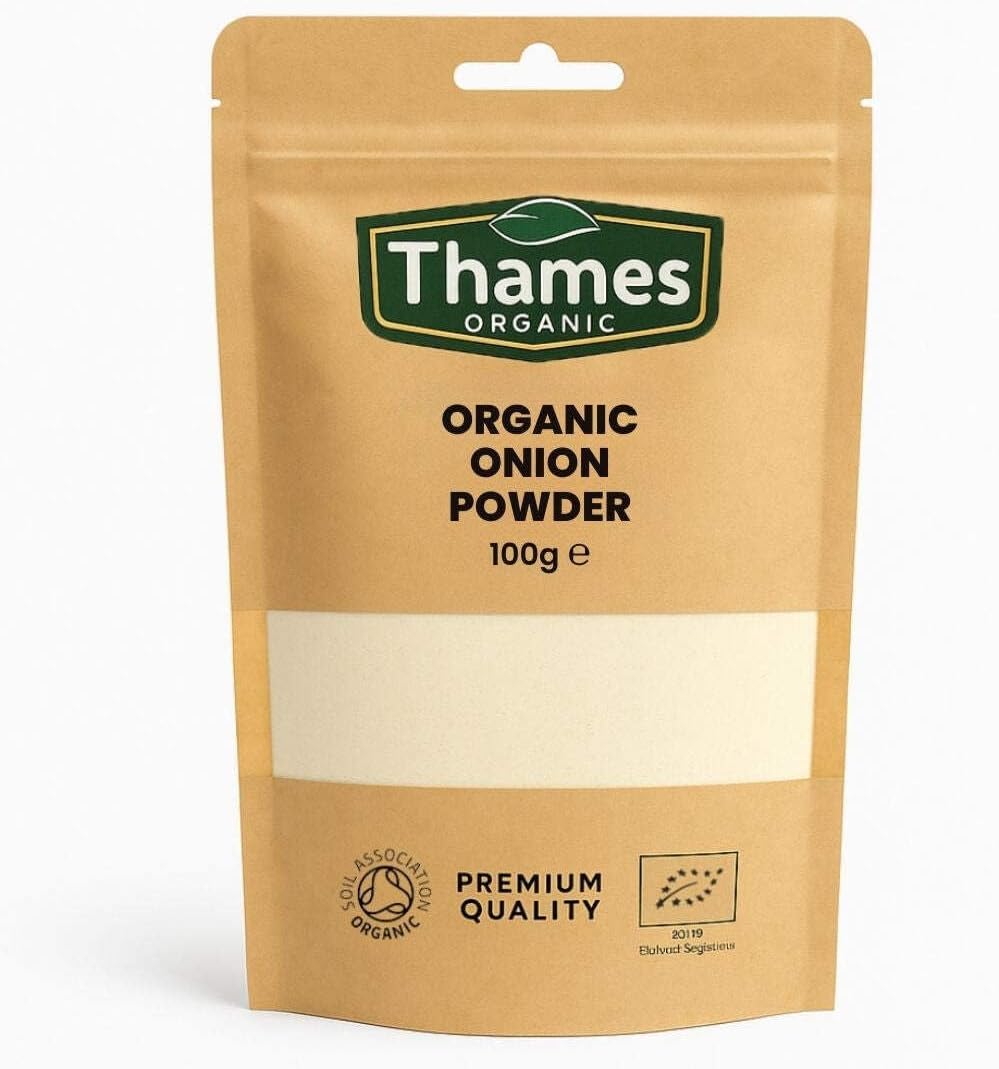 Organic Onion Powder - 100g of Flavorful & Versatile Seasoning - No Additives, No Preservatives - Vegan, Non-GMO, Certified Organic - Perfect for Cooking, Baking, and Seasoning - Thames Organic