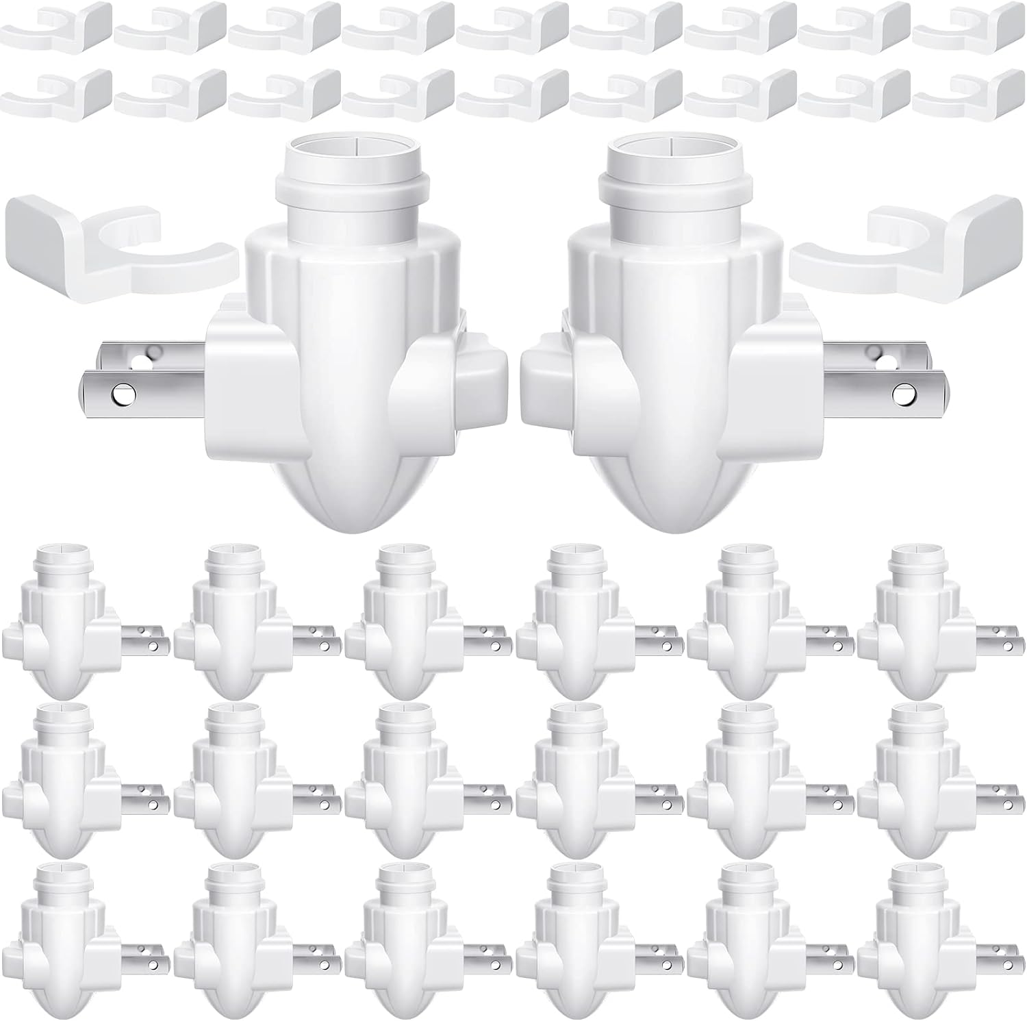 Tuanse 20 Sets Plug in Night Light Module Night Light Base with Shade Mounting Clip Plastic Lights Rotating Base for Making Your Own Decorative (White)