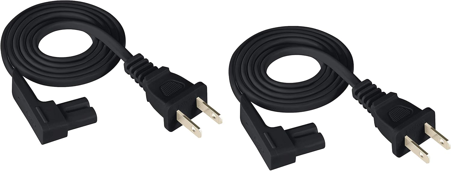 3-Foot 2-Pack Power Cord Compatible with Sonos One, Sonos One SL, Sonos Play-1 Speakers - Power Plug Cable (Standard, Black)