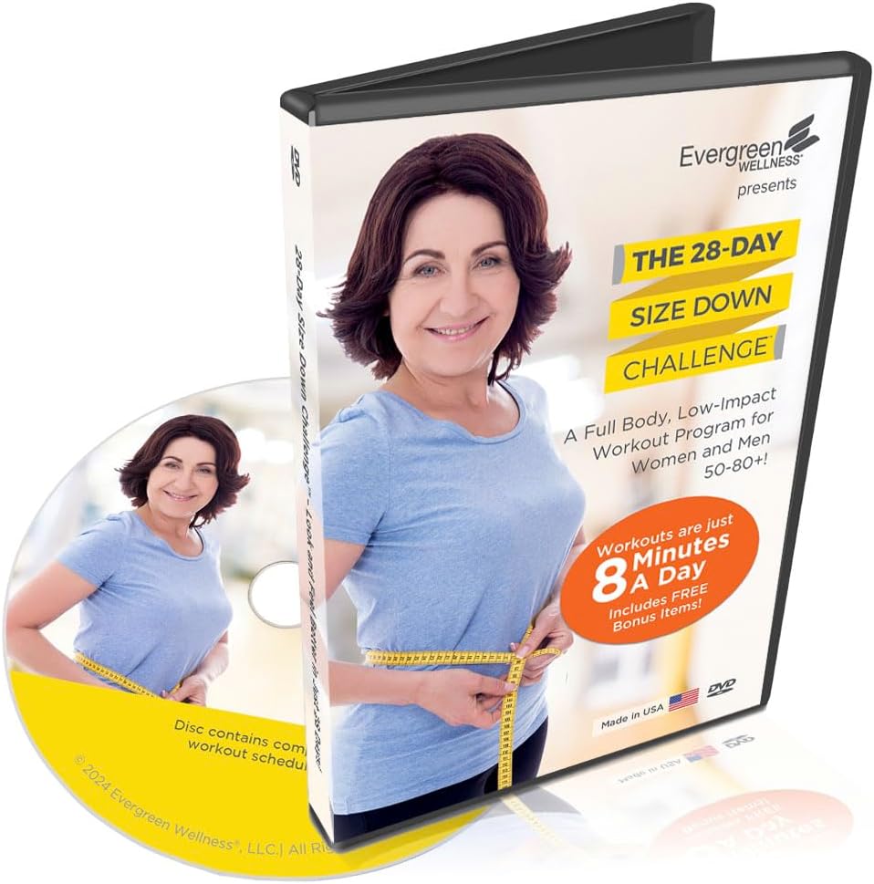 The 28 Day Size Down Challenge Workout DVD for Beginners and Seniors - Full Body, Low Impact Exercise and Fitness Program