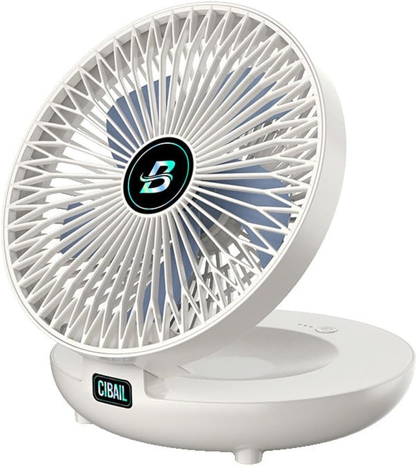 GUSHE Foldable Air Circulation Fan, Portable Mini Fan, Desk Fan, 90° Foldable Air Cooling Fan, Wall Mounted Circulation Fan, USB Rechargeable Quiet Fan, 3 Speeds, Table Fan for Home & Office (White)