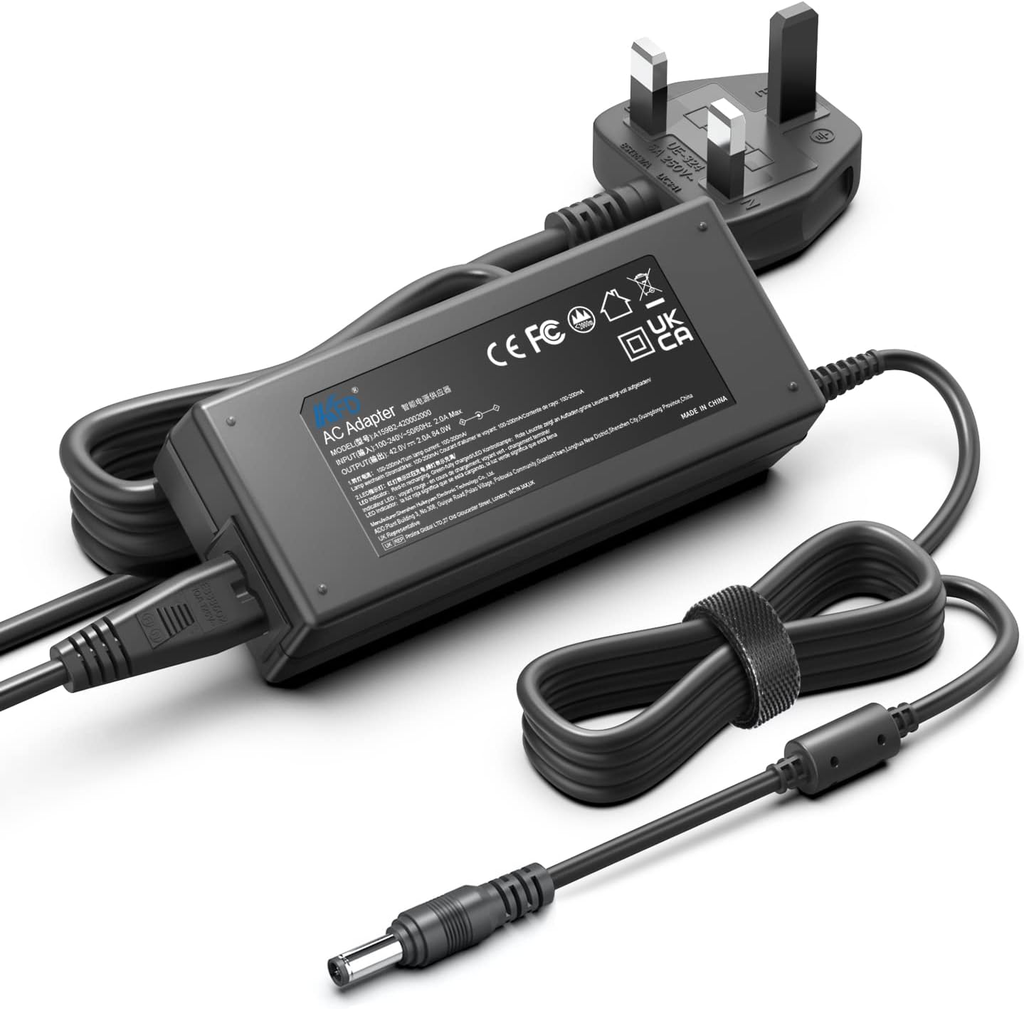 KFD 42V 2A 1.5A Electric Scooter Charger Power Adapter for E-scooter Electric Bike Hiboy MAX3 S2 Pro Fiido D2 D1 D2S D11 D4S D21 Q1 Q1S 36V 5Ah 7.5Ah 8Ah 11.4Ah Battery Power Supply UK Plug Cable