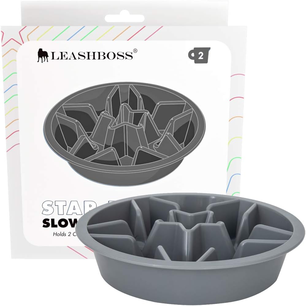 Leash Boss Slow Feeder Dog Bowls - Cup Maze Puzzle Slow Feeder Dog Bowl with 2 Cups - With 7.5-8 Inch Feeder Holes - Dog Bowl Slow Feeder - Slow Feeding Dog Bowl for Large, Medium & Small Sized Breeds