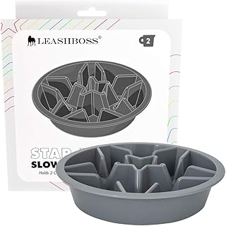 Leash Boss Slow Feeder Dog Bowls - Cup Maze Puzzle Slow Feeder Dog Bowl with 2 Cups - With 7.5-8 Inch Feeder Holes - Dog Bowl Slow Feeder - Slow Feeding Dog Bowl for Large, Medium & Small Sized Breeds