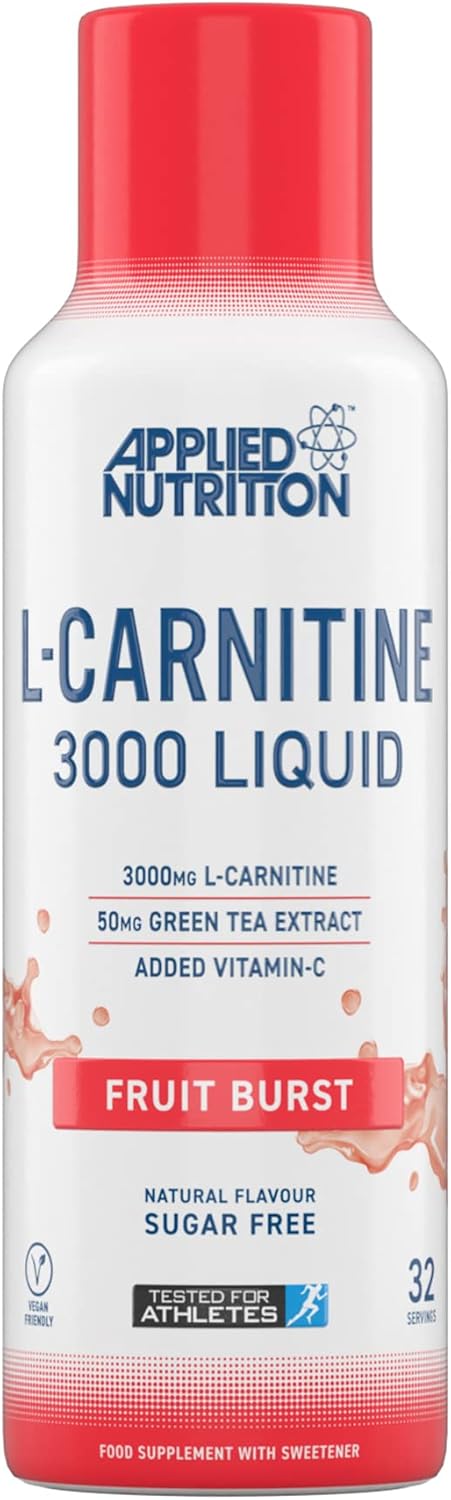 Applied Nutrition L Carnitine 3000 Liquid - L-Carnitine with Green Tea & Vitamin C, Boosts Energy & Weight Management, Vegan (480ml - 32 Servings) (Fruit Burst)