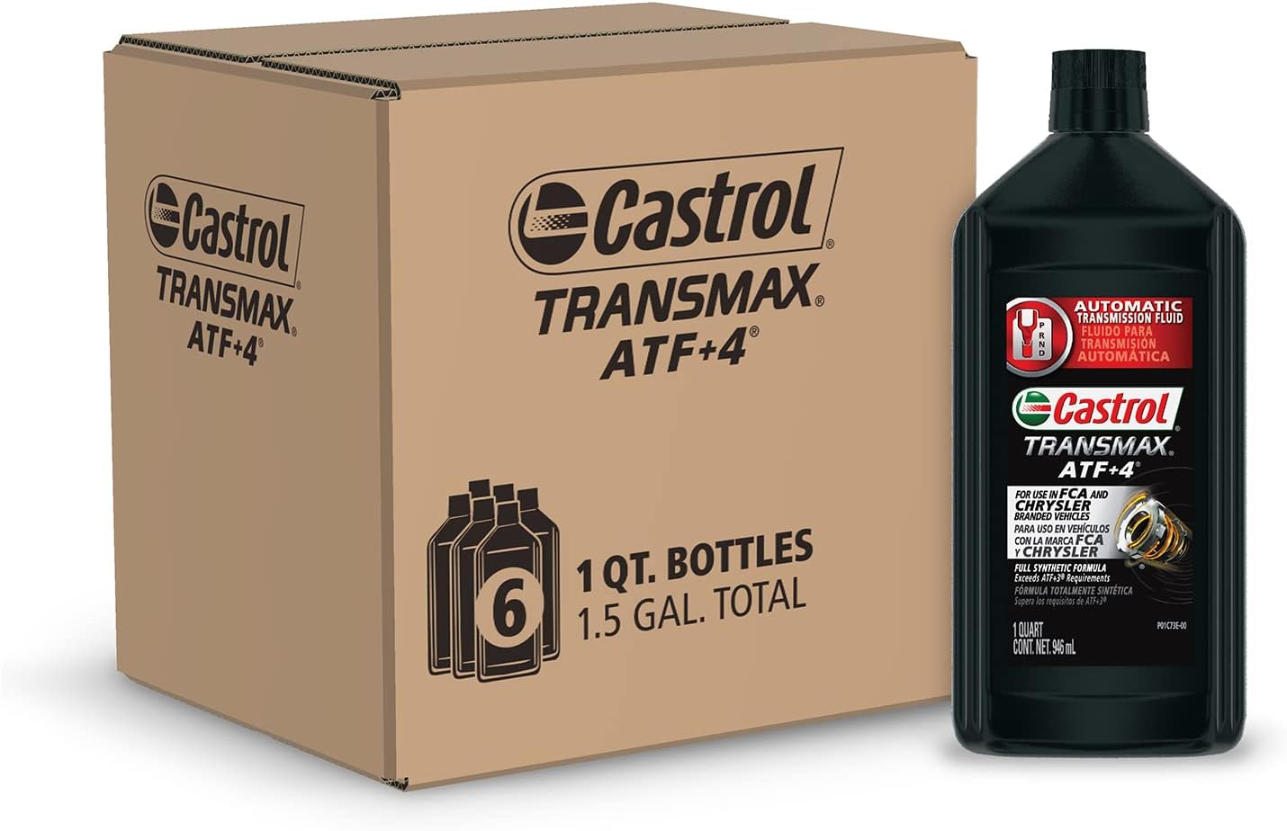 Castrol Transmax ATF+4 Automatic Transmission Fluid, 1 Quart, Pack of 6