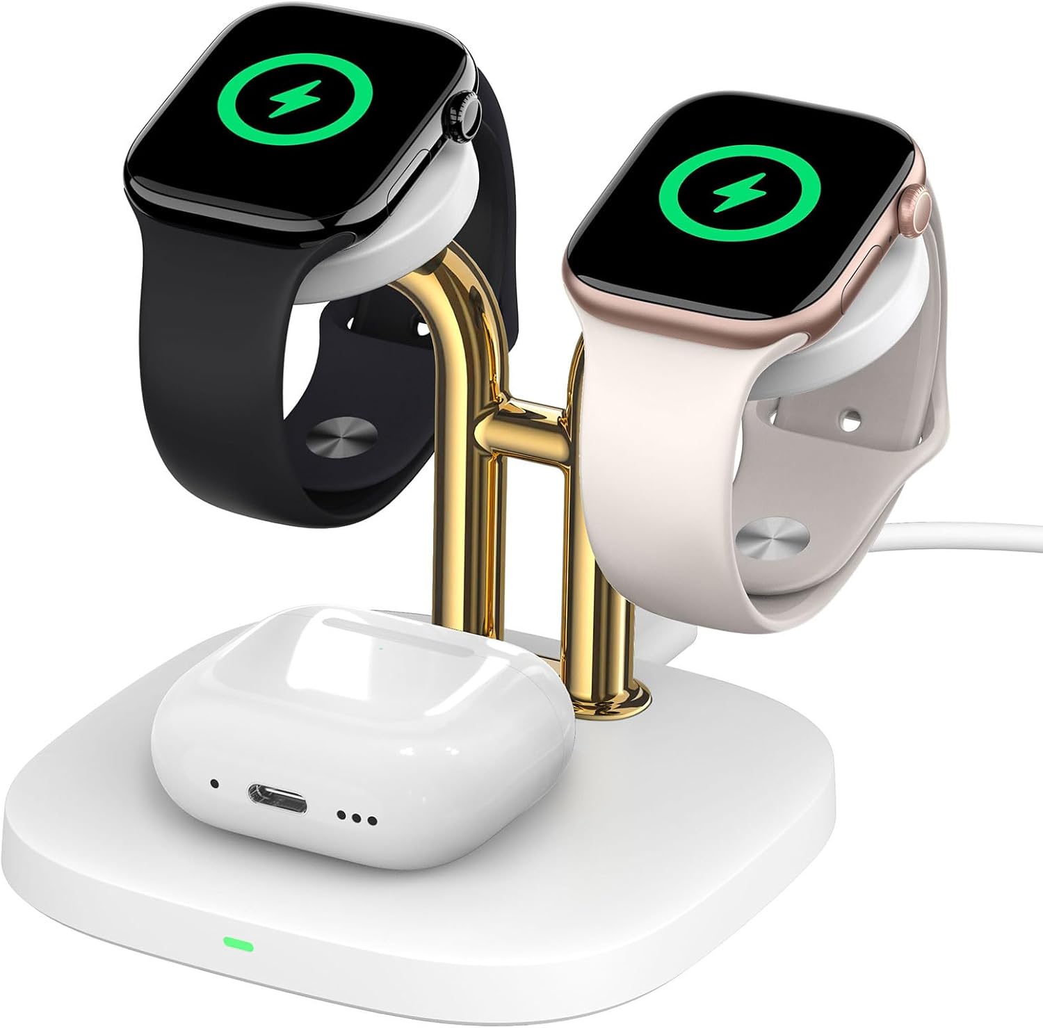 Dual Watch Charger with Fast Charging for Apple Watch, SwanScout 704A, 3-in-1 Wireless Charging Station Stand for Apple Watch Ultra 2/10/9/8/SE, Wireless Charger Dock for AirPods Pro 2/3/2