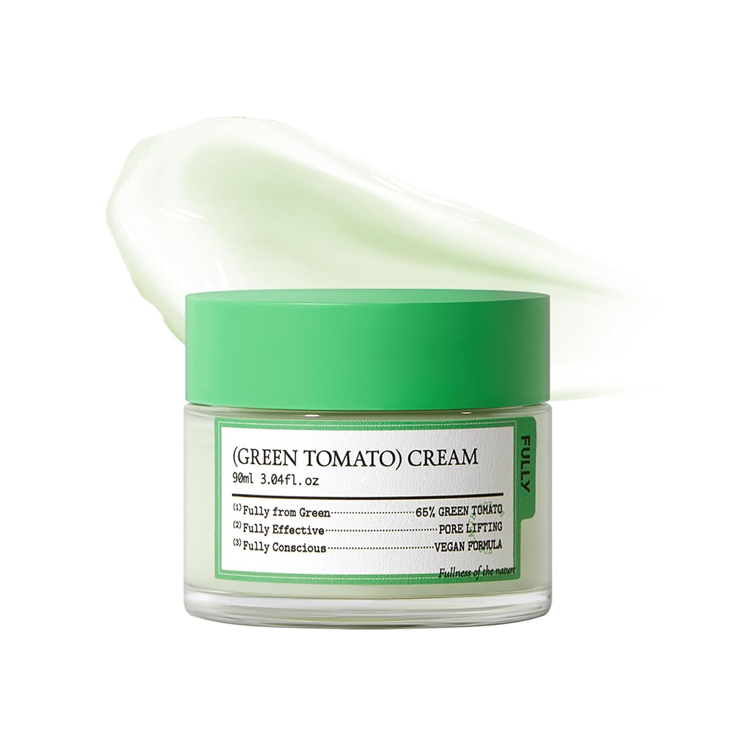 FULLY Green Tomato Facial Cream, Pore Lifting with 65% Green Tomato Extract and Vitamin C, Facial Moisturizer for Hydration and Elastcity, Fragrance Free, Vegan & Dermatologically Tested, 3.04 fl,oz
