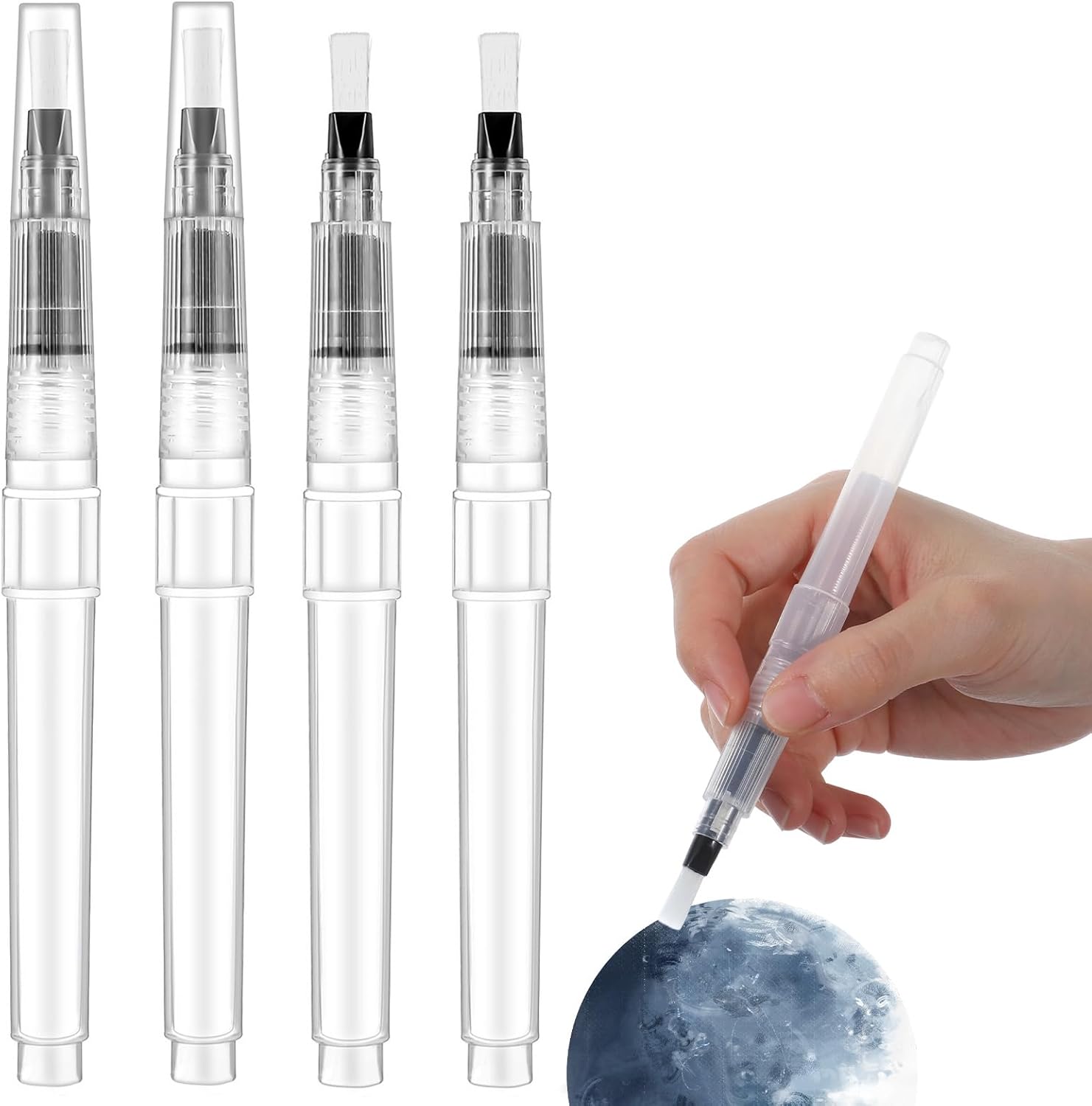 4 Pcs Pencil Style Envelope Moistener, Stamp Moistener with Nylon Brush Head, Mailing Letter Licker Envelope Sealer for Office Classroom(Clear)