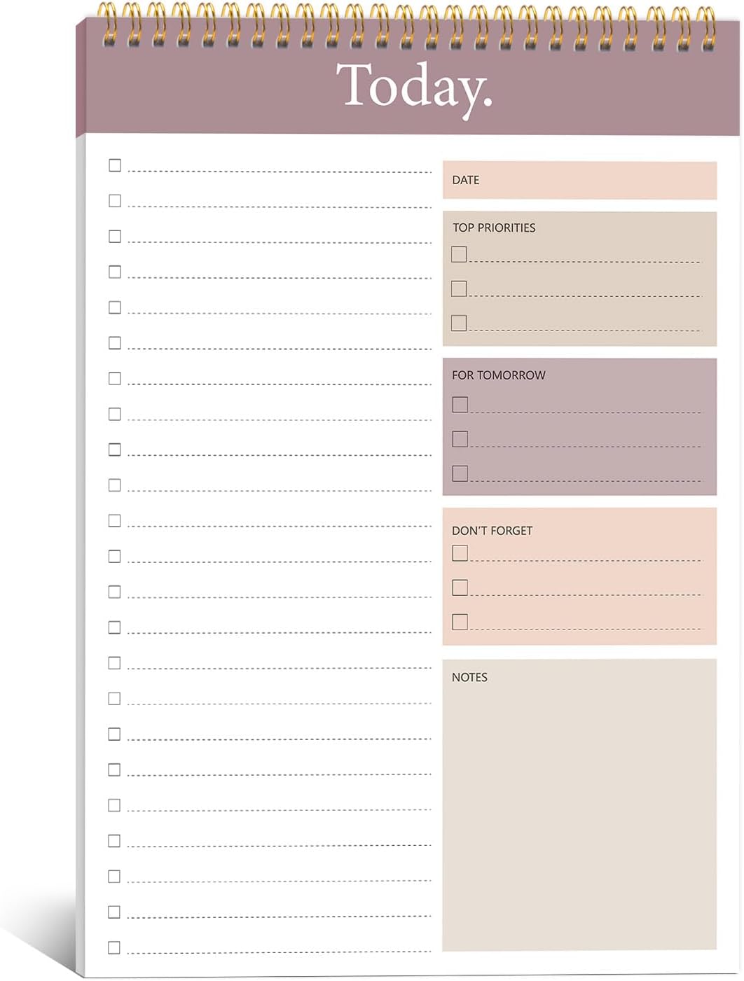 KMQOY To Do List Notepad - Daily Planner Pad Undated 52 Sheets Spiral Today Planner Note Pad Premium Thick Paper 9.8" x 6.5" For Work and Personal Organized - (Brown)