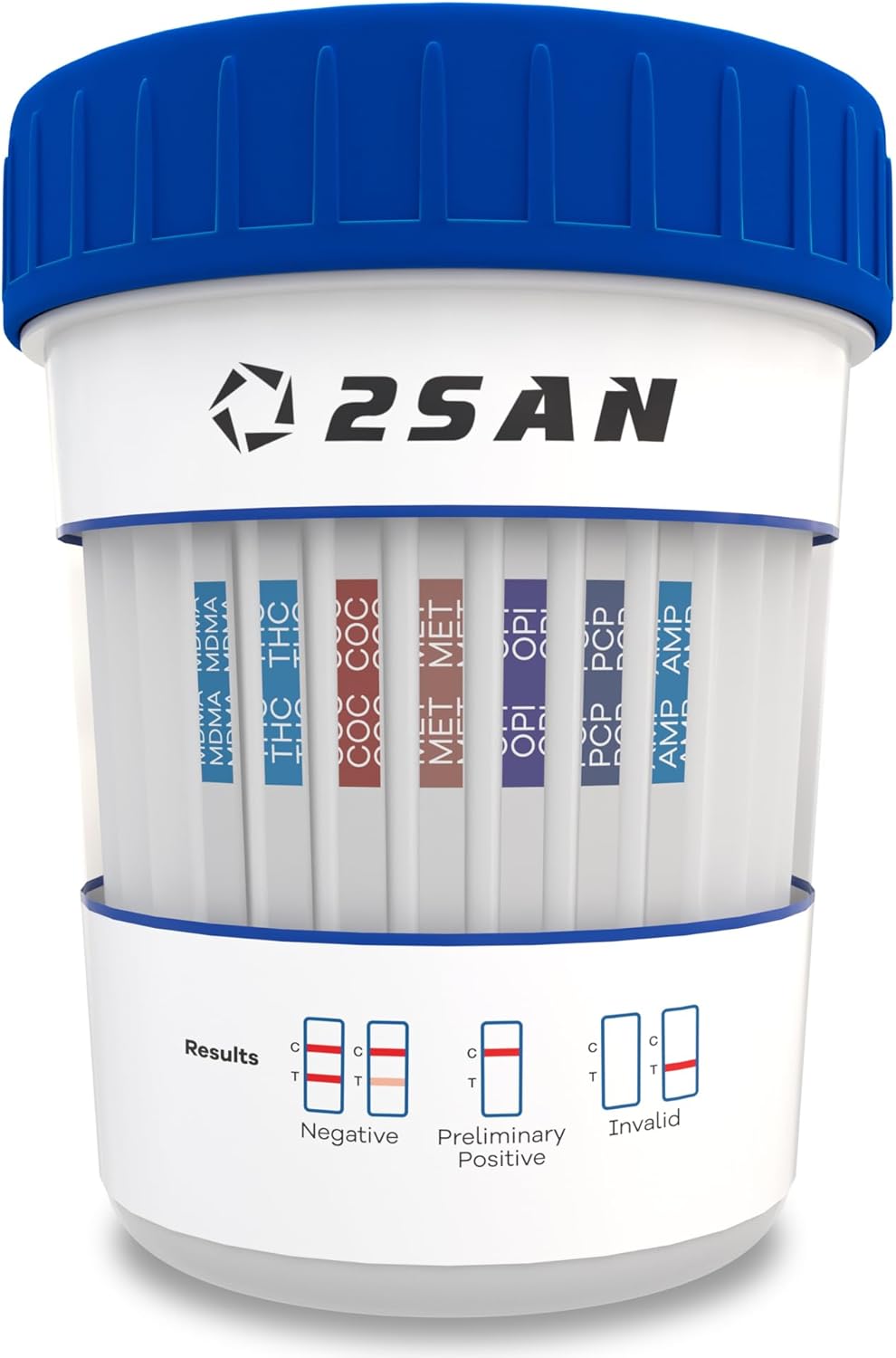 2San 7-Panel Drug Test Cup – 5-Min at-Home Results – Detects THC, COC, MET, OPI, AMP, MDMA, PCP – Accurate Urine Screening Kit – Single-Use – FSA/HSA Eligible – Easy to Use