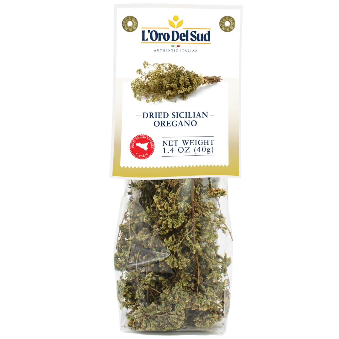 Oregano, Dried Sicilian Oregano on the Stem, Product of Italy, 1.4 oz (40 g), All Natural, Non-GMO, Product of Italy, L'Oro del Sud