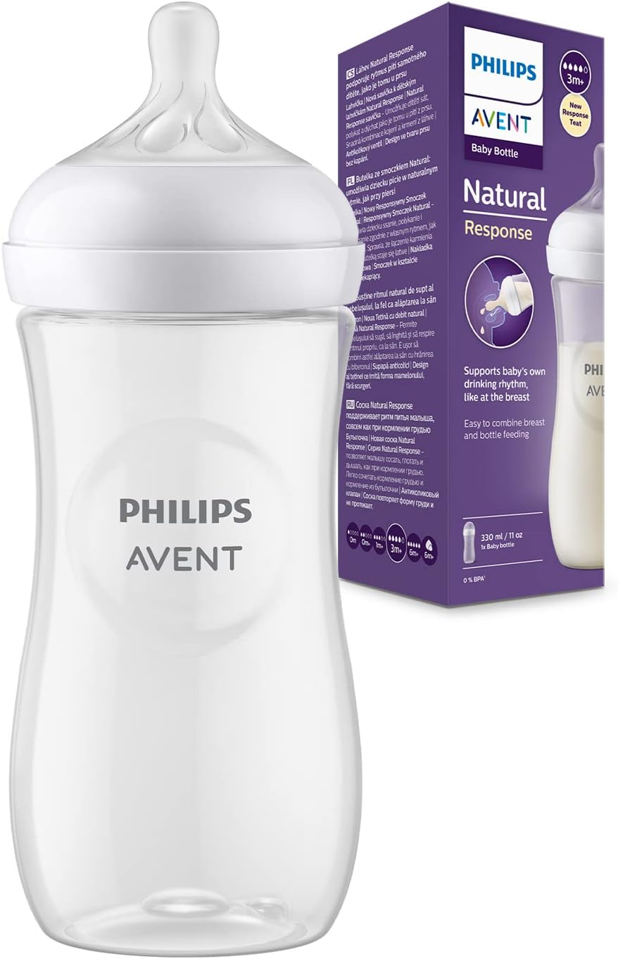 Philips Avent Natural Response Baby Bottle - 330ml Baby Milk Bottle, BPA Free for Babies 1 Month+ (Model SCY906/01)