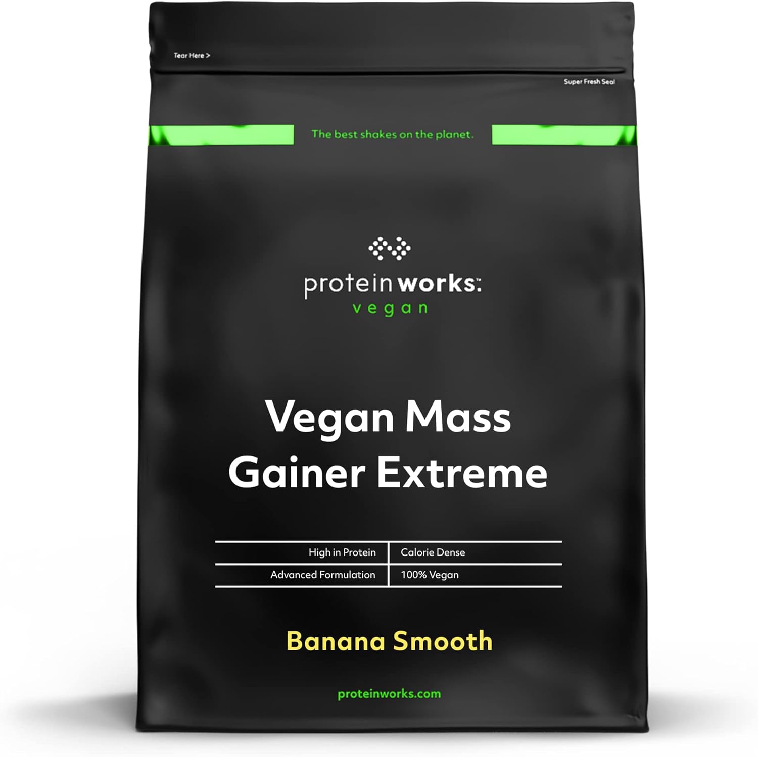 Protein Works - Vegan Mass Gainer Extreme | High Calorie Protein Powder | Weight Gainer | Vitamins & Minerals | 5 Shakes | Banana Smooth | 1kg