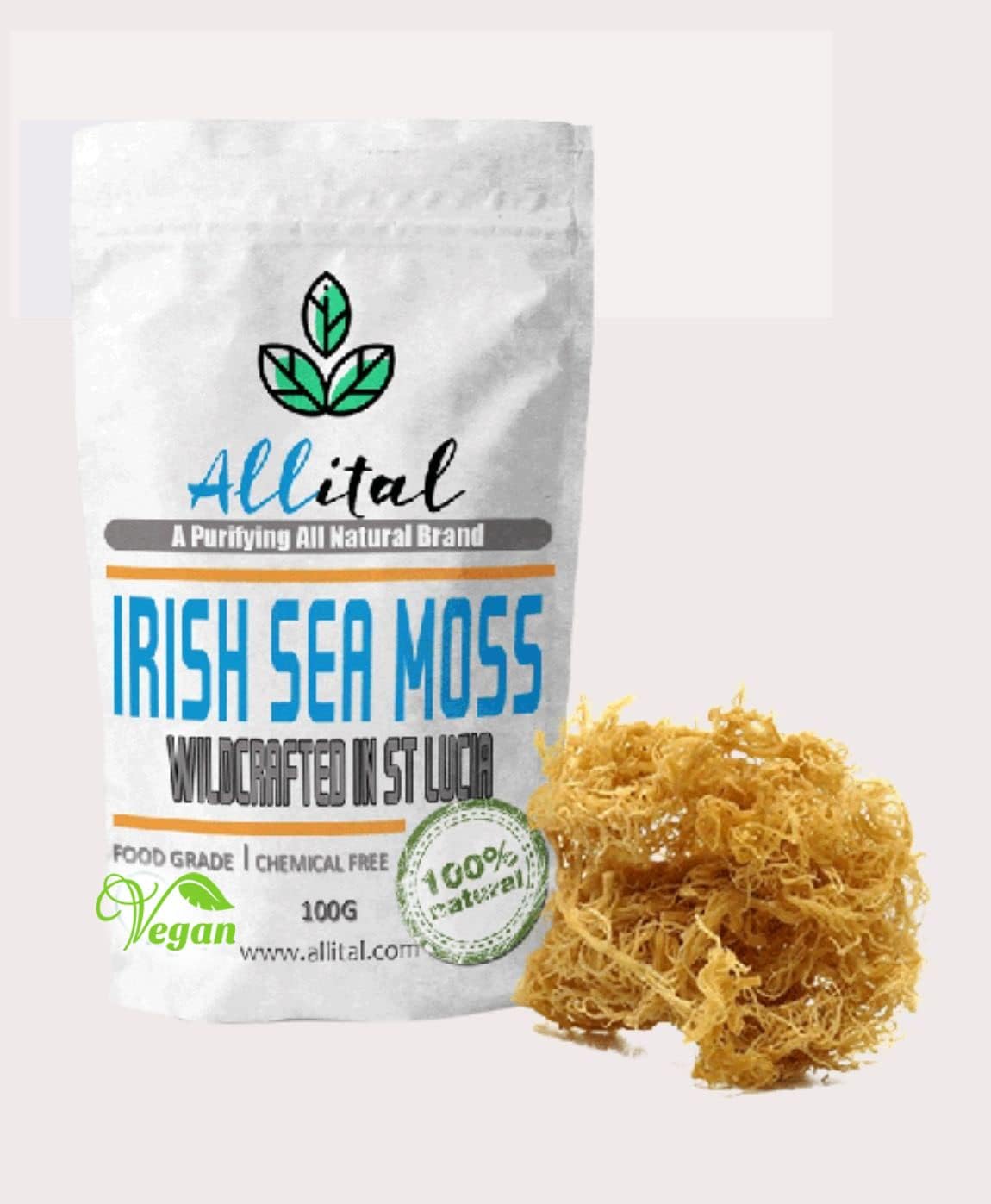 Sea Moss - Raw Wildcrafted St Lucian, 100G Gold Irish SeaMoss, Full of Minerals, Great for Smoothies, Soups, Salads