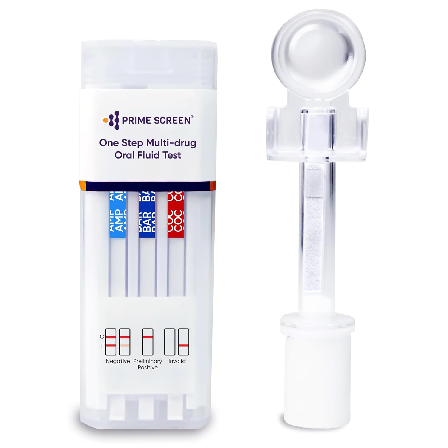 Prime Screen [5 Pack] 10 Panel Saliva Oral Fluid Test Kit, E&I Exempt for Workplace and Insurance Use AMP, BAR, COC, MDMA, MET (Meth), MTD, OPI, OXY, PCP (Phencyclidine), THC (Marijuana) - QODOA-10106
