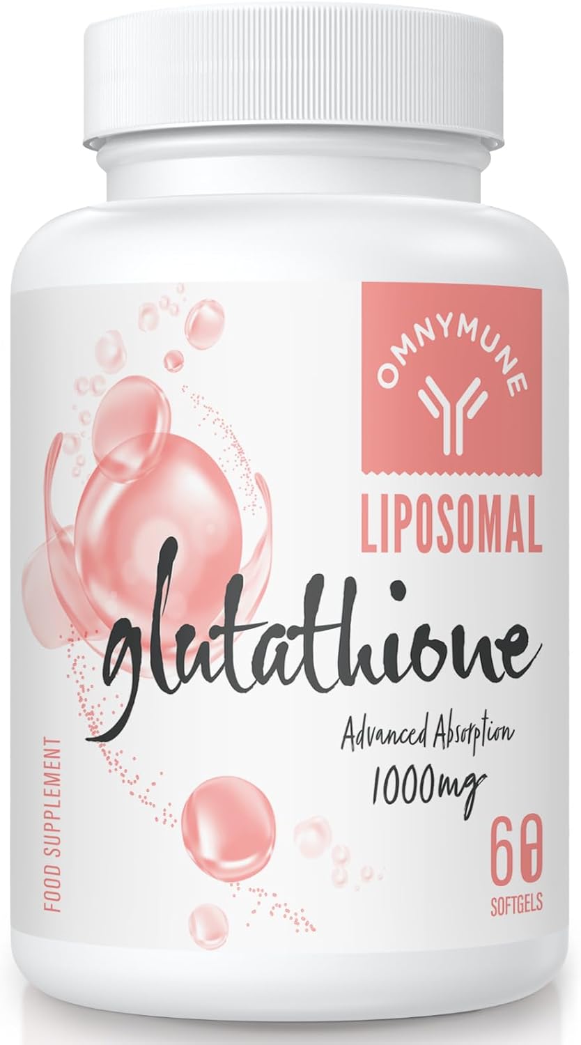 Liposomal Glutathione Supplement 1000mg, Reduced Glutathione Softgels with Vitamin C, for Anti-Aging, Detox, Brain, Immune Health, Better Absorption, L-Glutathione 60 Capsules per Bottle