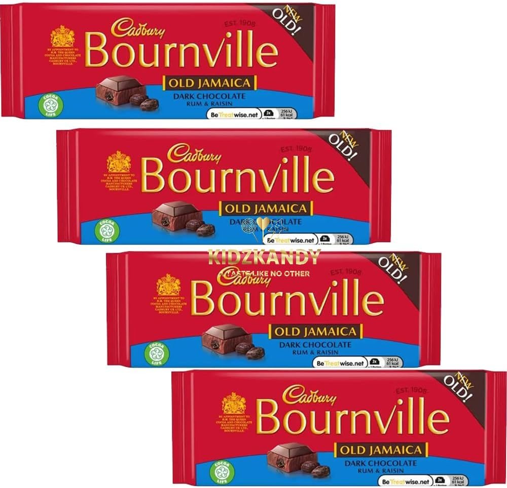 Bournville Old Jamaica Rum and Raisin Chocolate Gift Box | Retro Bournville Chocolate Bars 100g Chocolate x 4 Bar