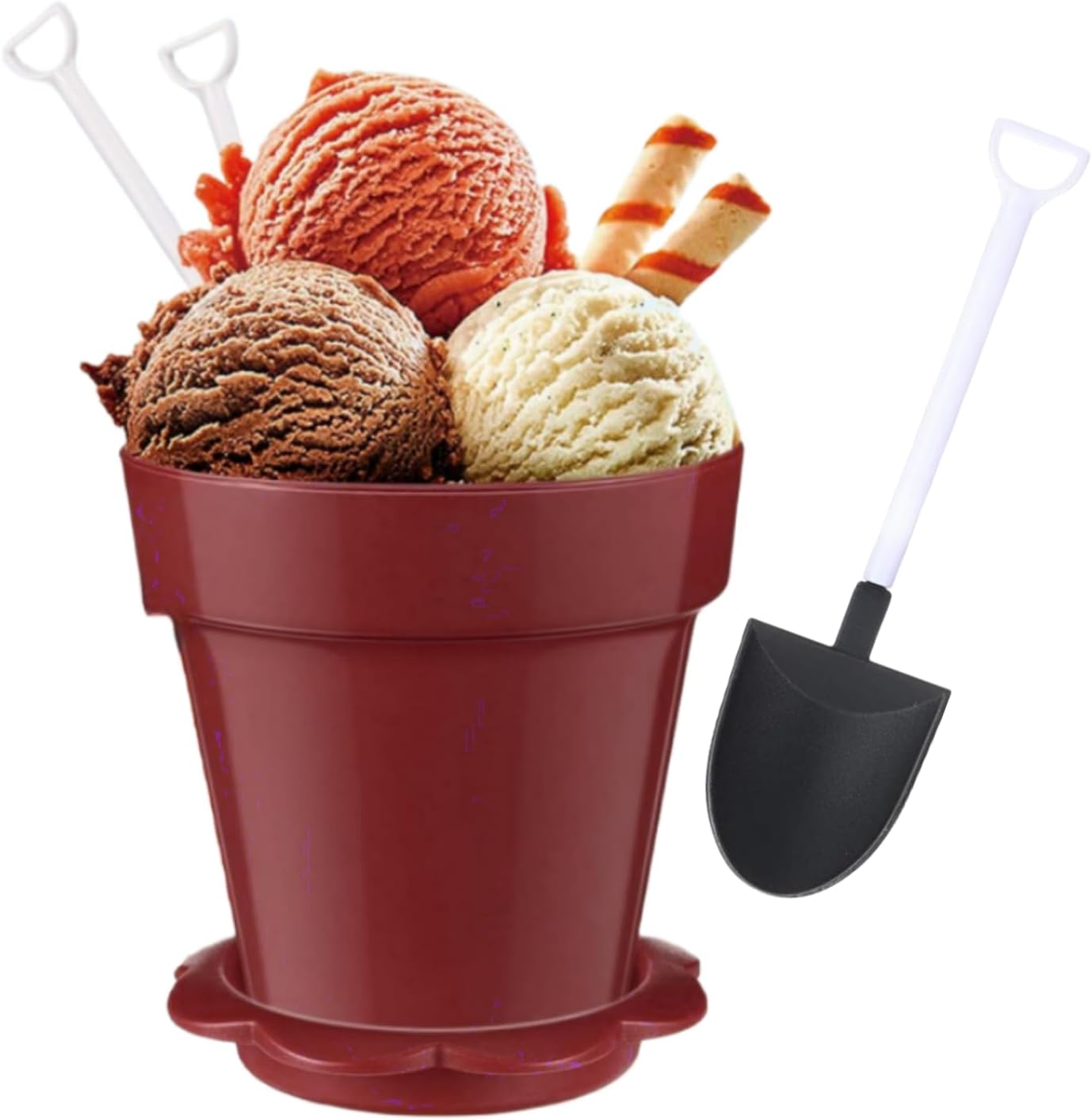 30 Set Plastic Dessert Cups with Shovel Spoons, Mini Flowerpot Cake Desserts Cups for Birthday Party Supplies，DIY Baking, Ice Cream, Cupcakes and Pudding (Reusable)
