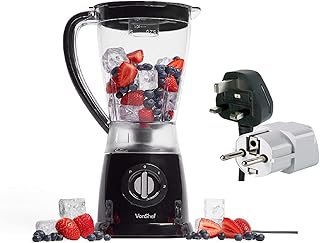Vonshef 220 Volt Blender-500 Watts-1.5L-Blender, Juicer, Smoothie Maker with 2 Speed Settings & Pulse Function Bundle With Dynastar Plug Adapter (NOT FOR USE IN USA)
