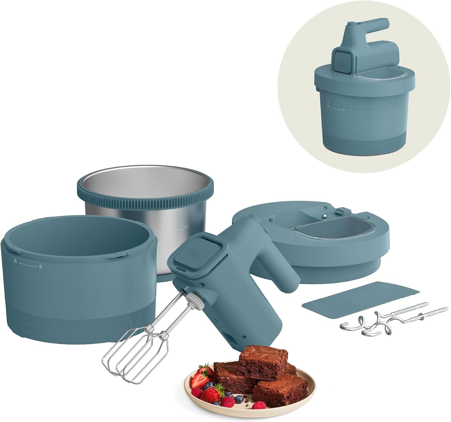 bella 3.5 Qt Hand & Stand Mixer, 2 in 1 Electric Mixer with Bowl, Surf