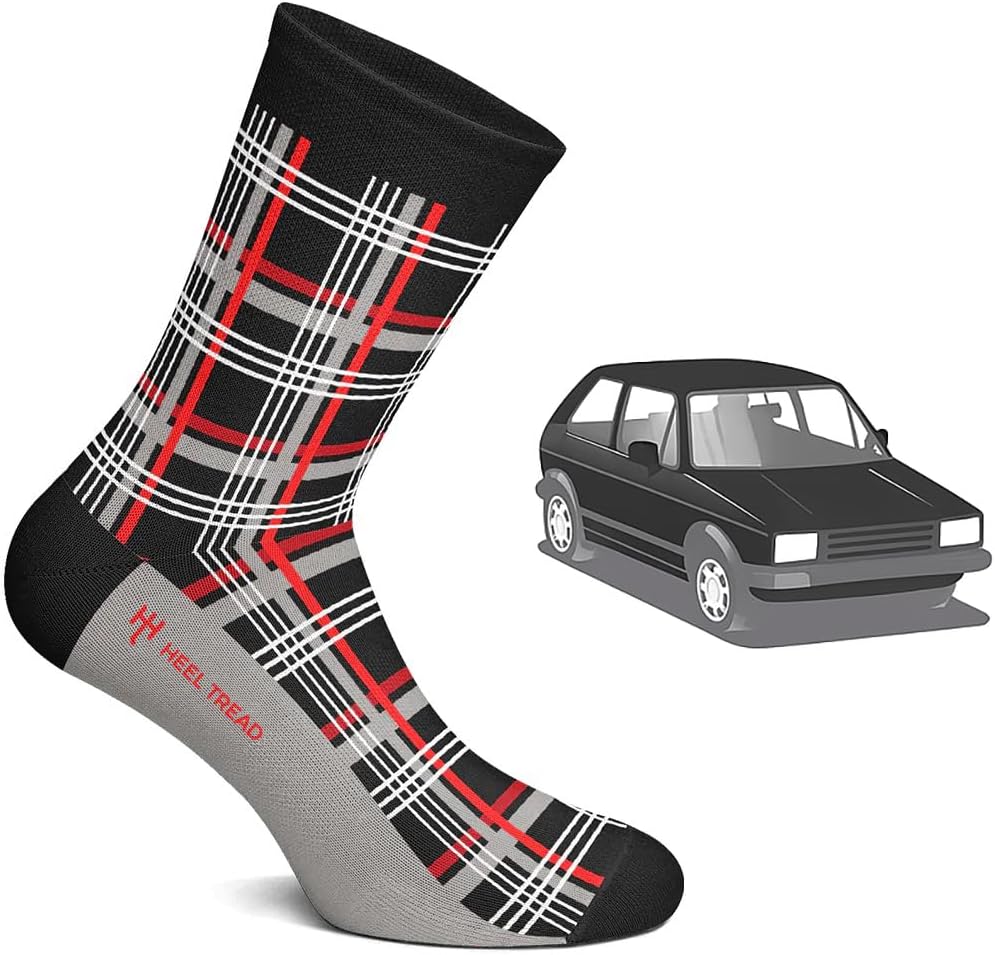Heel Tread Car-Inspired Socks – Sport Turbo Hatch Hatchback GT German Style (Large (US 8-12))