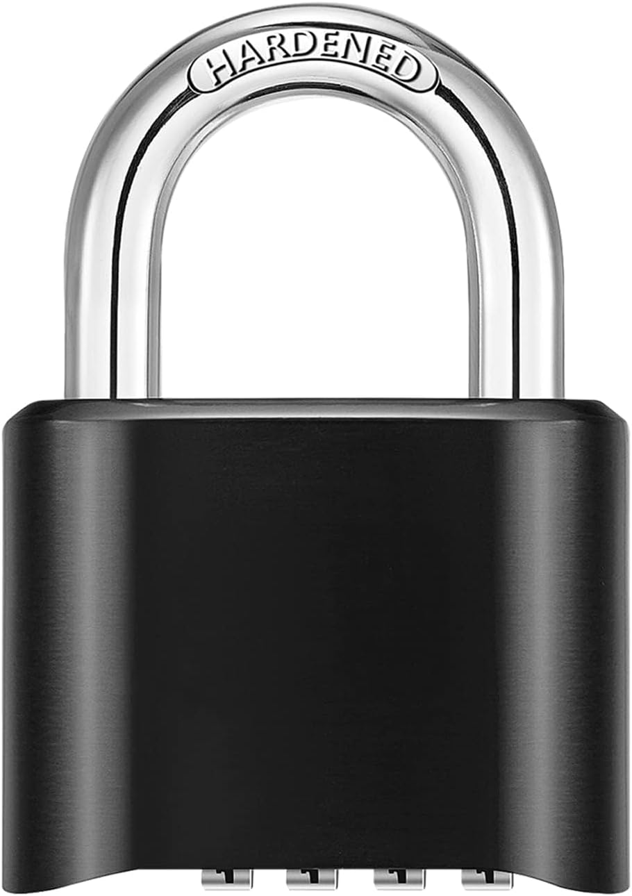 DAYGOS Outdoor Combination Padlock with 4 Digit Code, 52mm Heavy Duty Combination Lock for Gym Locker, [Weatherproof] Pad Lock with 8mm Steel Shackle for Garage, Gate, Shed, Fence, Warehouse - Black