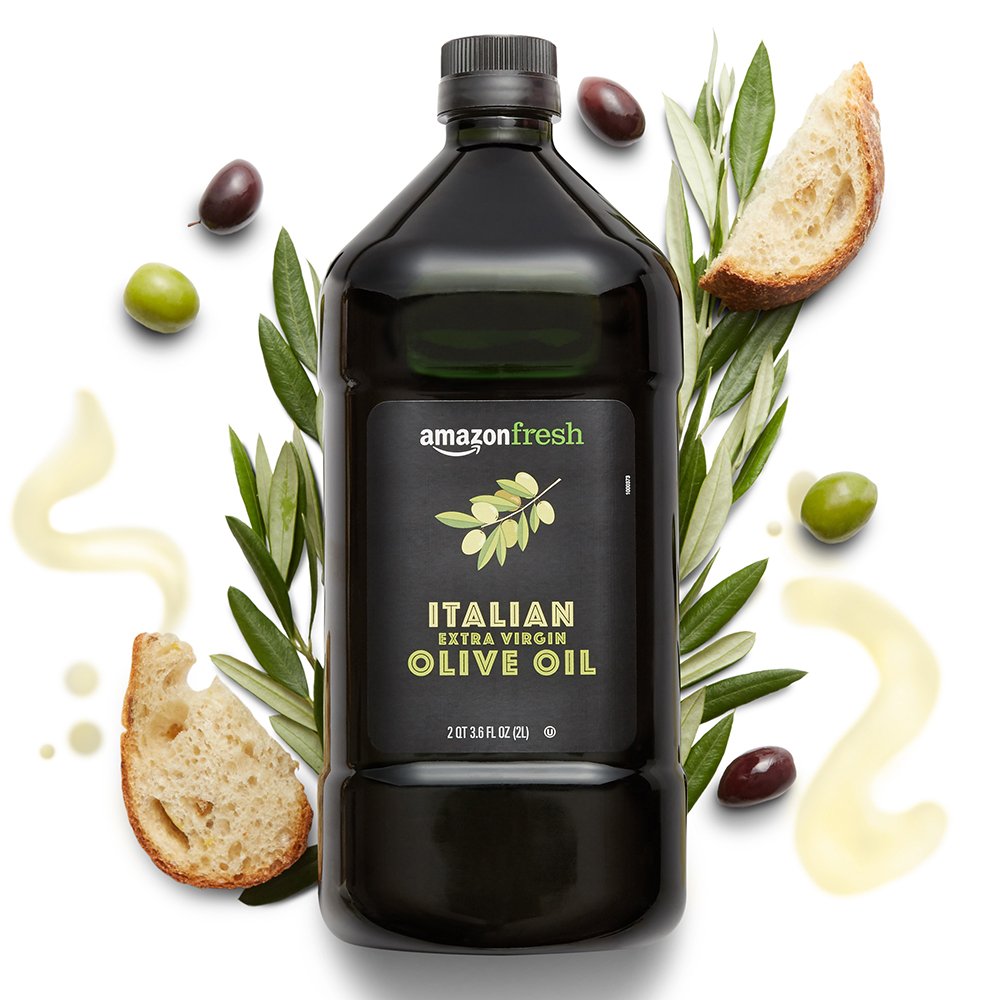 Amazon Fresh, Italian Extra Virgin Olive Oil, Cold Pressed, for Cooking, 2 Liter