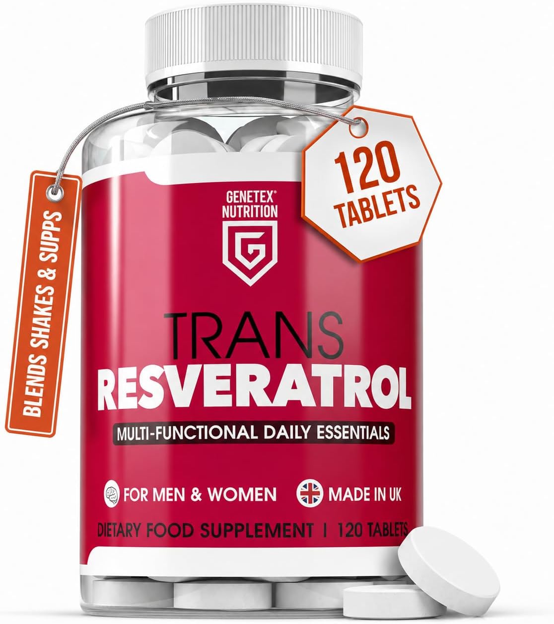 Trans Resveratrol Supplement – 120 Tablets – Powerful Antioxidant, Multi-Functional Daily Essential for Men & Women – Supports Overall Well-Being – Made in the UK