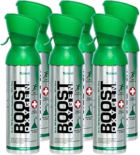 Boost Oxygen Medium Natural 5L Canister | Respiratory Support for Aerobic Recovery, Altitude, Performance & Health (6 Pack)