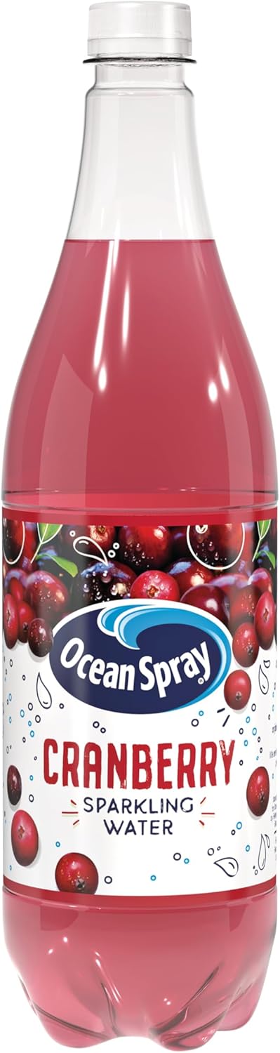 Ocean Spray Pink Cranberry Sparkling Water - 1L - Cranberry Flavoured Beverage - Made with Sparkling Water - Low Calorie Soft Drink