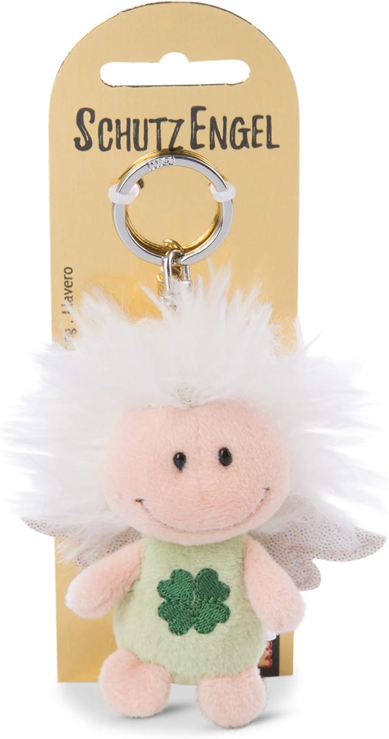 Nici Guardian Angel Keyring with Clover Leaf and Glitter Wings 7 cm - Lucky Charm Angel I Angel Keyring for Lanyard, Keychain & Key ring- 46123