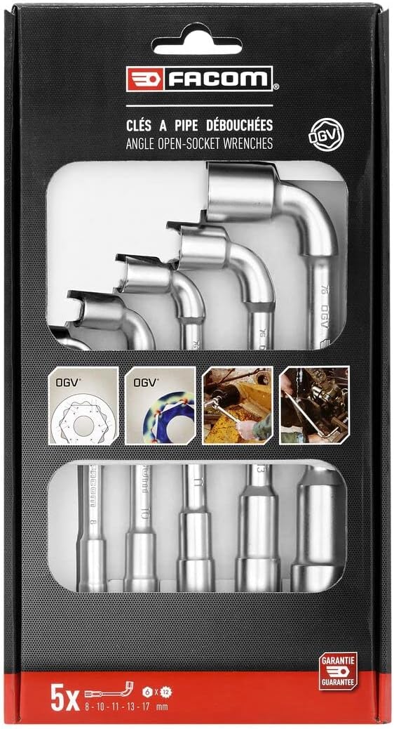 FACOM Set of 5 High Performance 76.J5PB 12-Point Profile Opened Pipe Wrenches x 6-Point