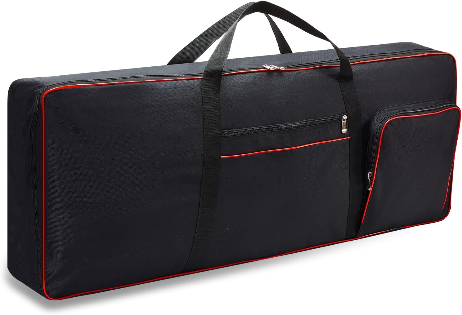 61 Key Keyboard Case,Electric Keyboard Bag Piano Gig Bag,Waterproof Keyboard Cover,600D Oxford Cloth Keyboard Carrying Case with 10mm Cotton Padded Keyboard Case Bag.40.1"x15.7"x4.7 Black+Red