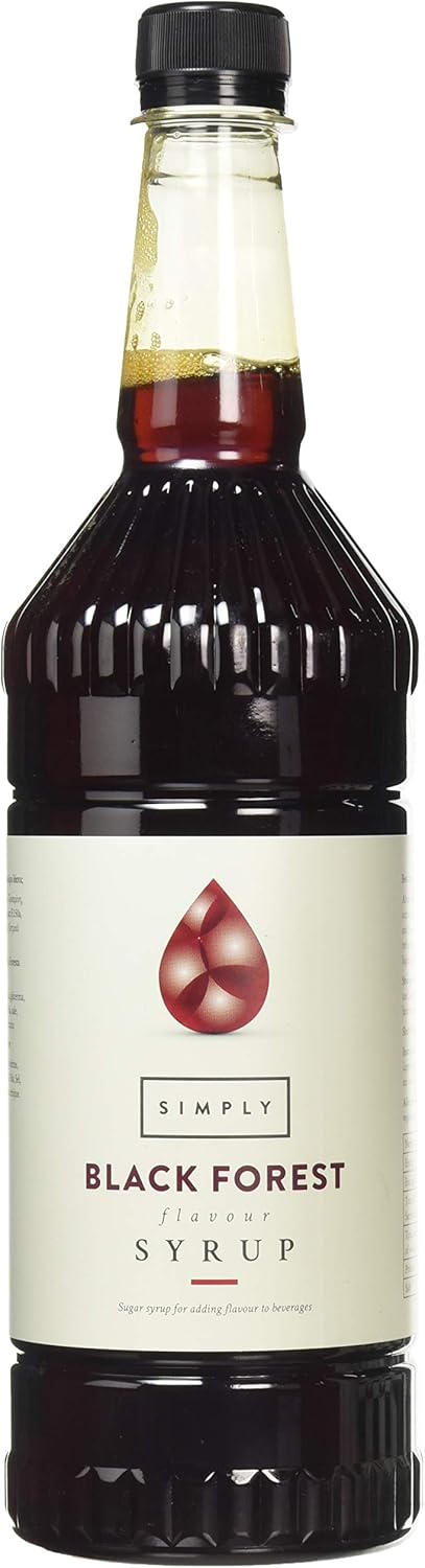 Simply Black Forest Syrup, Vegan & Nut Free Flavoured Syrup for Coffee, Cocktails & Baking, 1 Litre (Pack of 1)